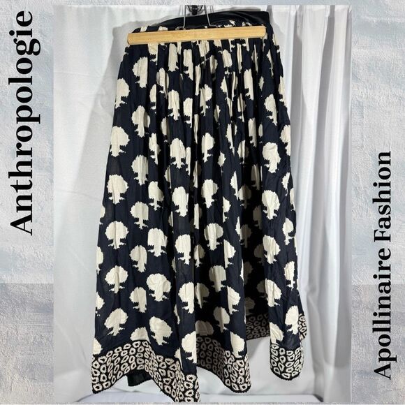 ANTHROPOLOGIE BY PAYAL JAIN EMBLEMATIC MIDI SKIRT BLACK MOTIF SIZE 6 NEW - Picture 8 of 8